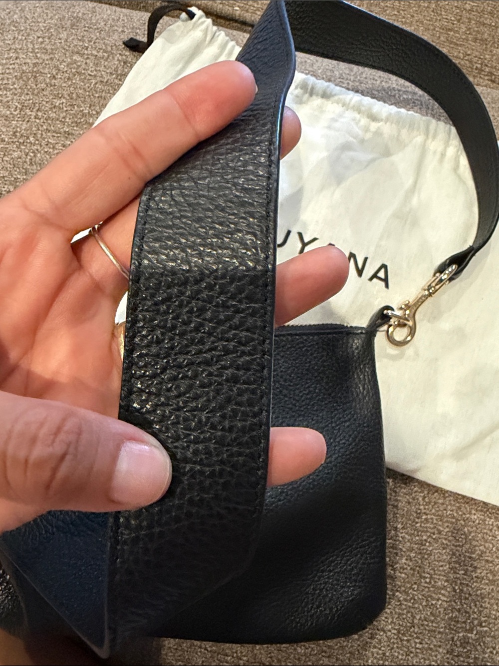 Cuyana Black Pebbled Leather Crossbody with Gold Hardware - Picture 7 of 9